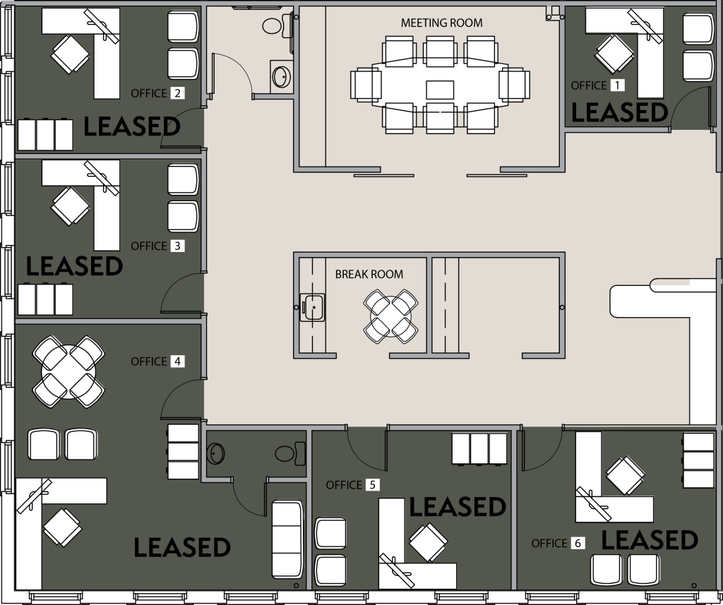 Suite 210 office floor plan